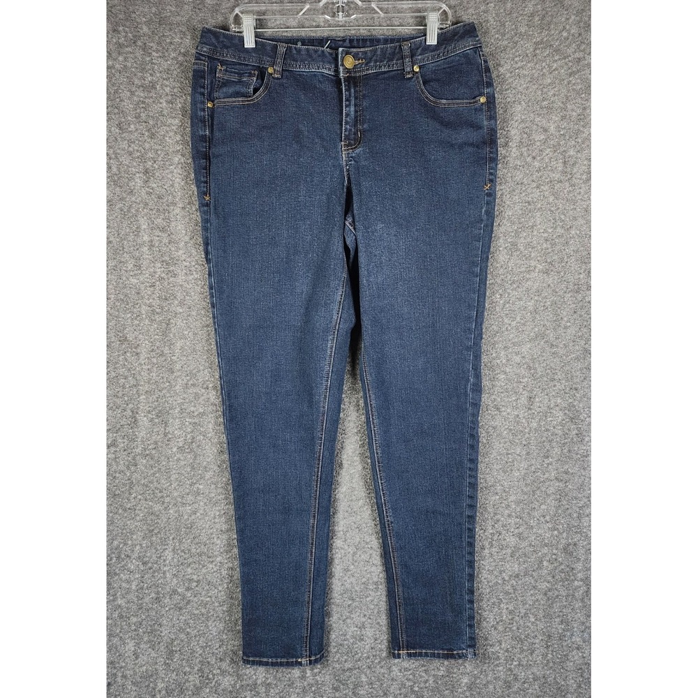 Lane Bryant Jeans Womens 16 Long Genius Fit Skinny Blue Stretch EUC